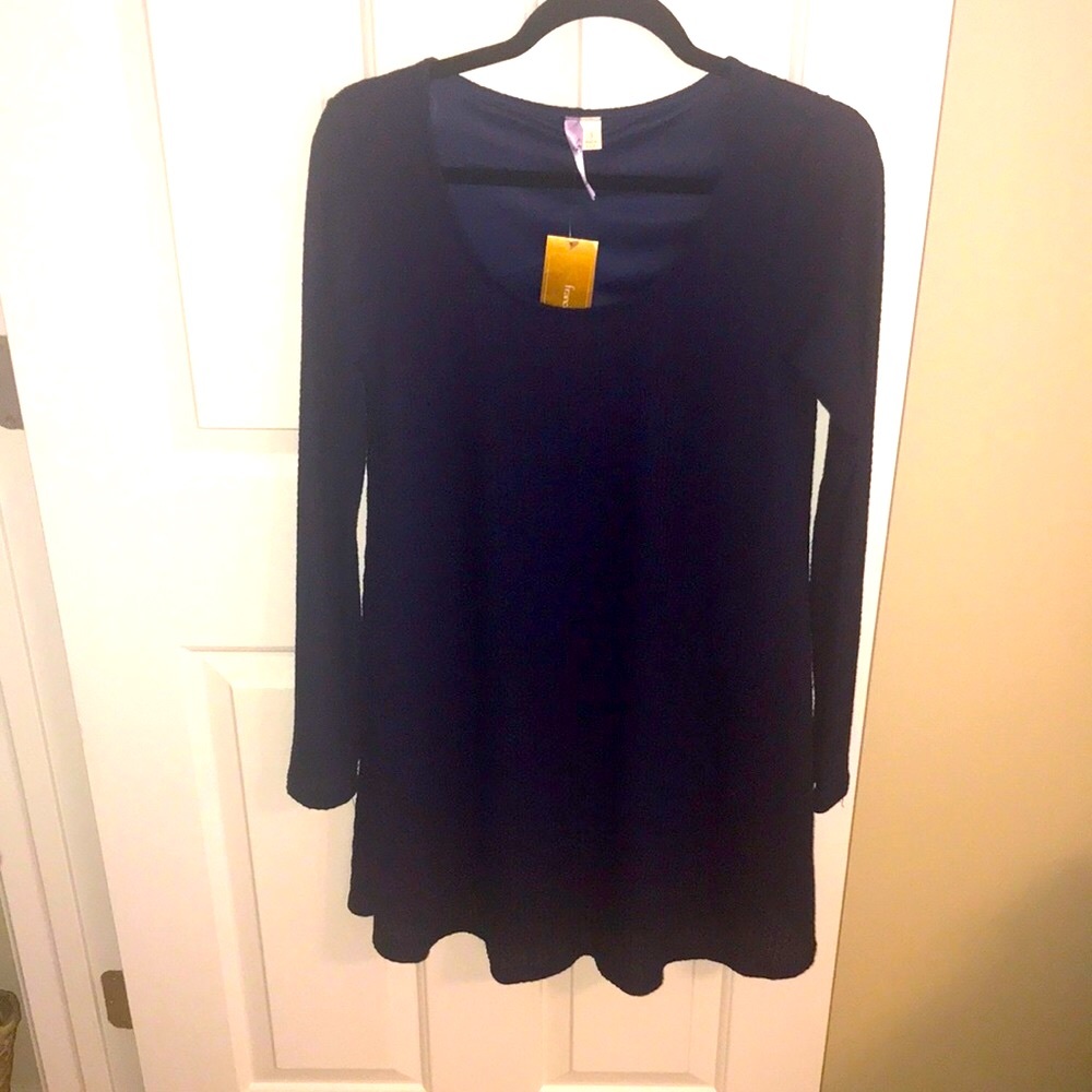 Navy Waffle Knit Mini Dress